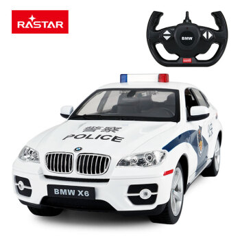 星辉RASTAR奥迪Q7警车遥控汽车电动声光大号模型男孩玩具儿童礼物 宝马X6警车+5号充电电池+USB充电线