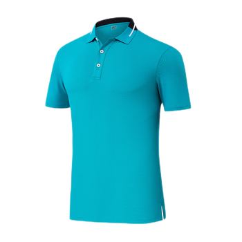 let/立腾 翻领短袖t恤男女夏季玉蚕丝珠地polo衫 浅葱蓝【男】 m