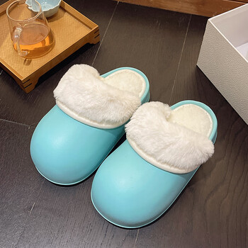 萃靓拖鞋女踩屎感可拆卸防水踩屎感棉拖鞋女冬季毛绒保暖室内居家用外