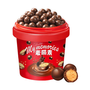 麦丽素桶装巧克力豆夹心糖果朱古力网红零食黑巧克力味一桶128g 图片价格品牌报价 京东