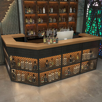 可狄收银台吧台酒吧复古工业风烧烤店铁艺餐厅健身房前台接待柜台转角