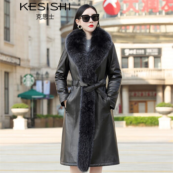 克思士kesishi品牌狐狸毛真皮皮草大衣女冬季2023新款中长款绵羊皮