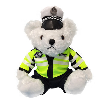麦思伦maisilun警察小熊公仔玩偶交警熊机车铁骑小熊毛绒玩具泰迪卡通