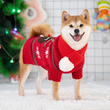 oloey狗狗衣服秋冬新年喜庆毛衣柴犬泰迪法斗冬季冬装中小型犬幼犬