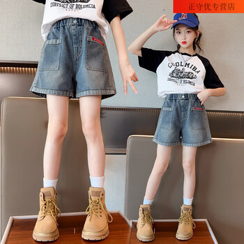 琉善女童牛仔短裤夏季薄款儿童休闲裤外穿夏裤612岁中大童女孩马裤120