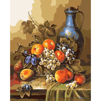 diy数字油画 花卉花瓶静物水果客厅淡彩手绘画 40*50 80*100 hh0008