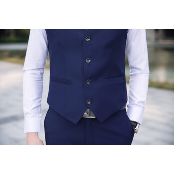 凯迪拉克4s店工作服夏季4s店工装蓝色马甲男女销售顾问上班办公马夹