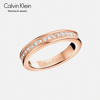 calvin klein卡文克莱 hook ext护刻系列延伸款 白色水钻银色戒指 08