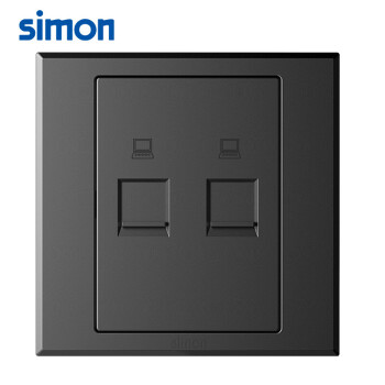 SIMON西蒙双口网络插座面板86型暗装E3系列二位电脑插座305228荧光灰色