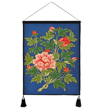 藏式挂毯挂布佛教挂画布艺背景墙挂布藏式八宝吉祥开运风水装饰挂毯画