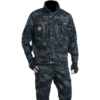 焊工汽修耐磨劳保服军训服装大口袋黑鹰套装加腰带t恤170适合110130斤