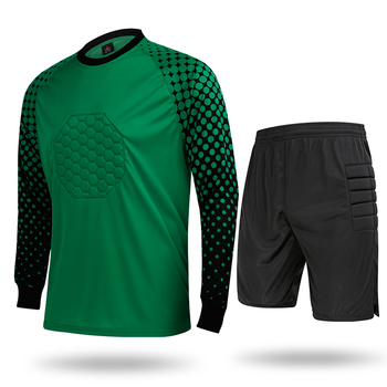 足球守门员服门将服 守门员长袖短裤套装 足球服/球衣龙门服 深绿色配