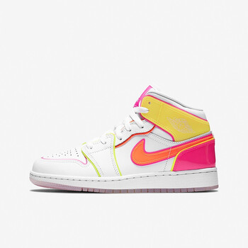 nike耐克 air jordan 1 mid aj1女子中帮糖果白黄粉休闲鞋 cv4611-100