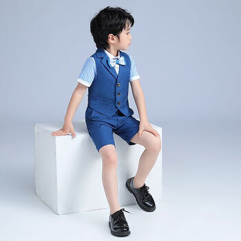 创木森男童主持人服装夏季小男孩朗诵比赛表演服儿童西服套装中大童