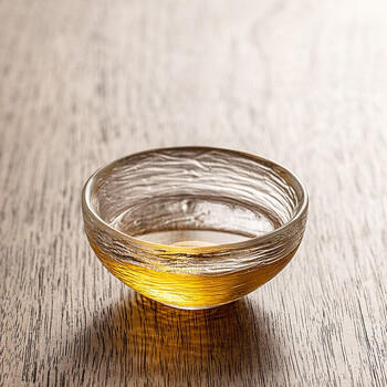 极素日式玻璃茶杯家用描金主人杯品茗杯泡茶盏单个功夫茶具小茶杯单只