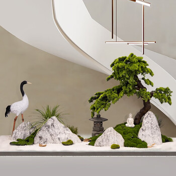组合室内玄关枯山水景观新中式装饰落地摆件 更多搭配可咨询1对1设计