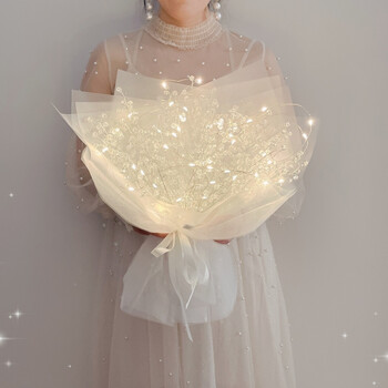 抖音浪漫仙爱心串珠花束少女ins手工diy材料满天星 白色成品(玻璃珠)3