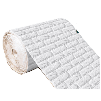 连卷墙纸自粘防水防潮翻新加厚防撞可擦洗壁纸泡沫装饰3d立体白色加厚