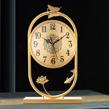 伊弥evemi 现代中式轻奢纯铜台式座钟家用客厅摆件摆钟时尚静音台钟坐