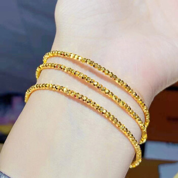 纪兮竹5g精品黄金手链足金999方格子镭射珠爆闪银河手镯链女士珠珠