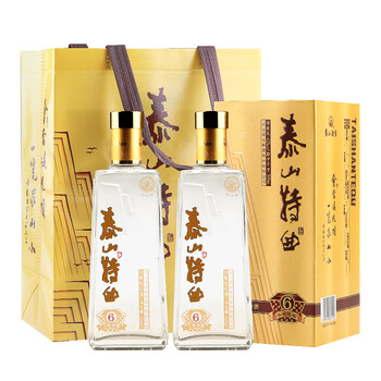 泰山牌泰山特曲浓香型白酒42度小窖佳酿6500ml2瓶配手提袋