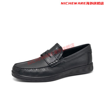 爱步(ecco)乐福鞋男套脚 真皮休闲皮鞋豆豆鞋船鞋 轻巧莫克540534现
