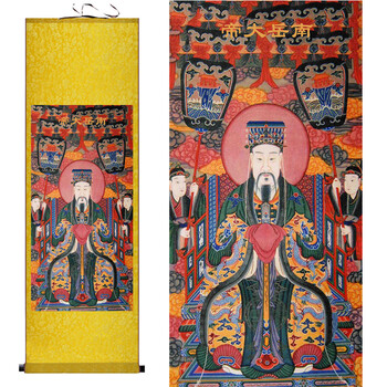 张天师太乙王灵官画像神像挂画南岳大帝宽55高120厘米默认金黄色底色