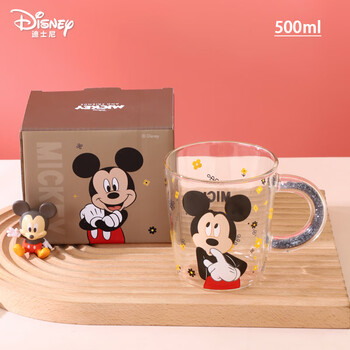 壹滴水迪士尼时尚玻璃水杯办公室泡茶杯子大容量高颜值咖啡杯可爱牛奶