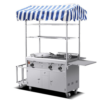 铁板烧小吃车手抓饼推车燃气流动摆摊车多功能油炸铁板鱿鱼烧烤串炉巨