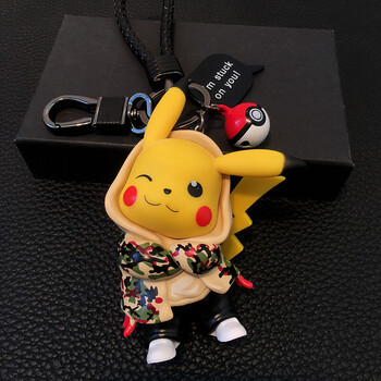 创意可爱牛仔皮卡丘汽车钥匙扣挂件网红宝可梦公仔男女情侣书包挂饰