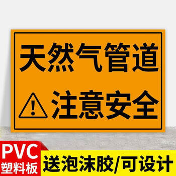 安全情系万家宣传画安全标识标牌定制做 天然气管道-注意安全(pvc板