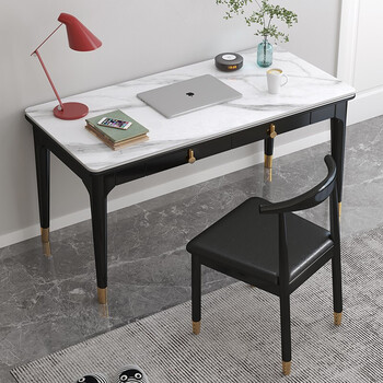 意式极简岩板书桌现代简约实木书桌家用电脑桌学习桌中小户型写字台