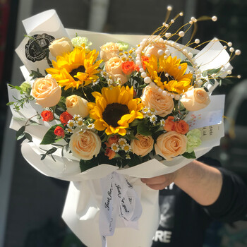 七夕情人节全国向日葵洋甘菊鲜花速递多头玫瑰橙色泡泡毕业生日花束同城配送w 流绪微梦 图片价格品牌报价 京东