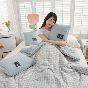 全棉抱枕被子汽车载靠垫二合一办公室沙发午休可折叠枕头被 莫妮卡