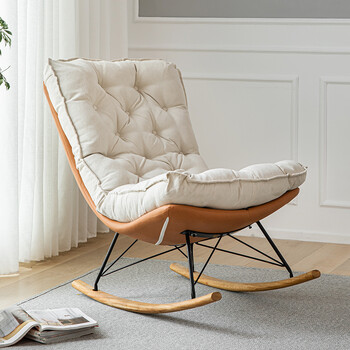 摇椅躺椅大人家用客厅摇摇椅拉扣网红款单人阳台休闲懒人椅子浅棕科技