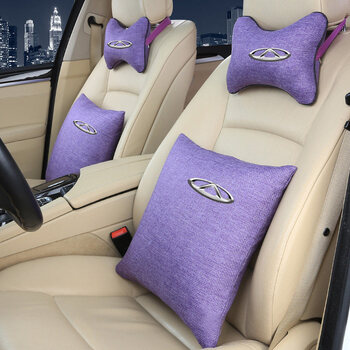 奇瑞瑞虎8plus7艾瑞泽5plus汽车头枕抱枕一对腰靠护颈枕车内用品 紫色