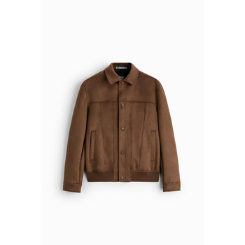 织客生活春季新款男装宽松仿麂皮绒夹克长袖外套3548650皮革色l