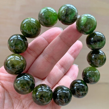 靓玉匠东海水晶巴西老矿大颗粒全绿碧玺祖母绿手链石水晶饰p2约125mm