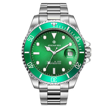 爱琴海aegeansea潜海系列大气商务男士腕表水鬼品牌手表159款 水鬼绿