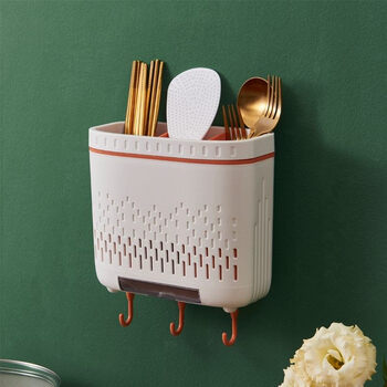 筷子笼家用2021年新款装筷子的筷笼子家庭免打孔筷子筒挂壁式白橙无盖