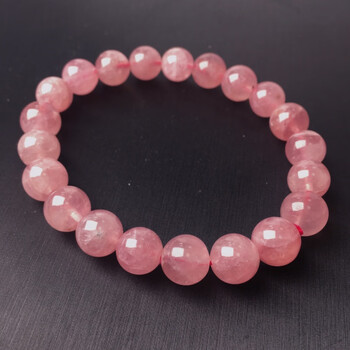 珍永远马达加斯加粉晶手链女果冻粉水晶马粉水晶手串送女友礼物中秋