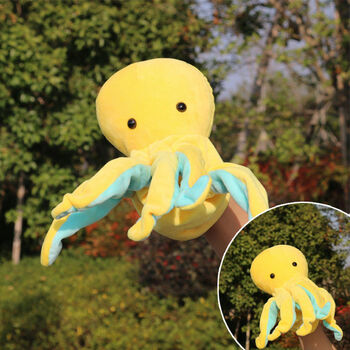 可爱动物海洋馆毛绒玩具 早教儿童礼物 子互动超萌企鹅手偶 黄色章鱼