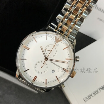 阿玛尼armani代购手表男腕表真皮防水钢带黑武士石英表金色ar0399男