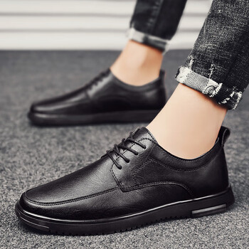 点策皮鞋男新款男士商务正装英伦休闲鞋男鞋真软皮软皮软底男黑色37