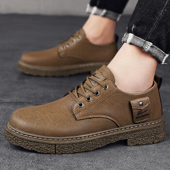 回力男鞋厨师专用防水防滑防油劳保运动全黑色英伦风休闲皮鞋棕色39