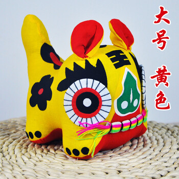 中国风小布老虎民间手工艺品宝宝玩具礼物传统民俗摆件礼品送老外黄色