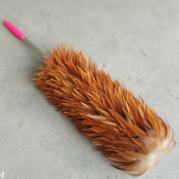 鸡毛掸子促销伸缩加长杆鸡毛扫加密加厚家用车用真鸡毛纯手工制作 钢