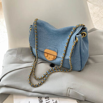 贝蓝诗艾牛仔腋下包包女2021新款法国小众设计潮时尚洋气斜挎包牛仔蓝