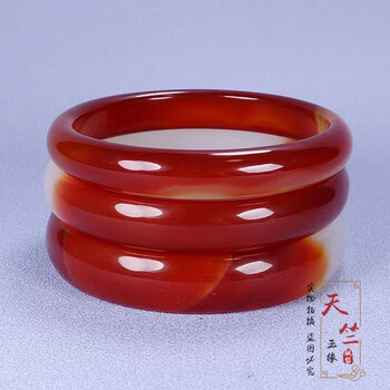 高冰半壁江山红玛瑙手镯白玉髓鸿运当头俏色玉镯送妈妈礼物 半壁江山