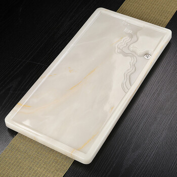 家用玉石茶盘茶具套餐玉石茶盘上水玉石茶盘家用茶台轻奢现代石材盘带